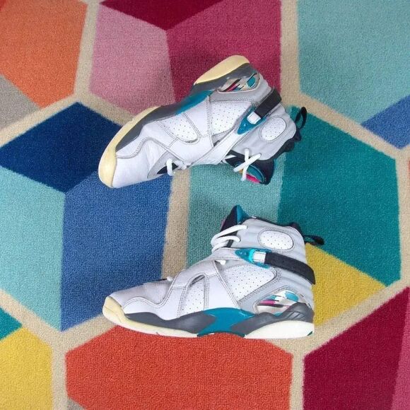 Nike Air Jordan 8 Retro GS Size 4y South Beach White Turbo Green 305368-113 - Picture 8 of 9